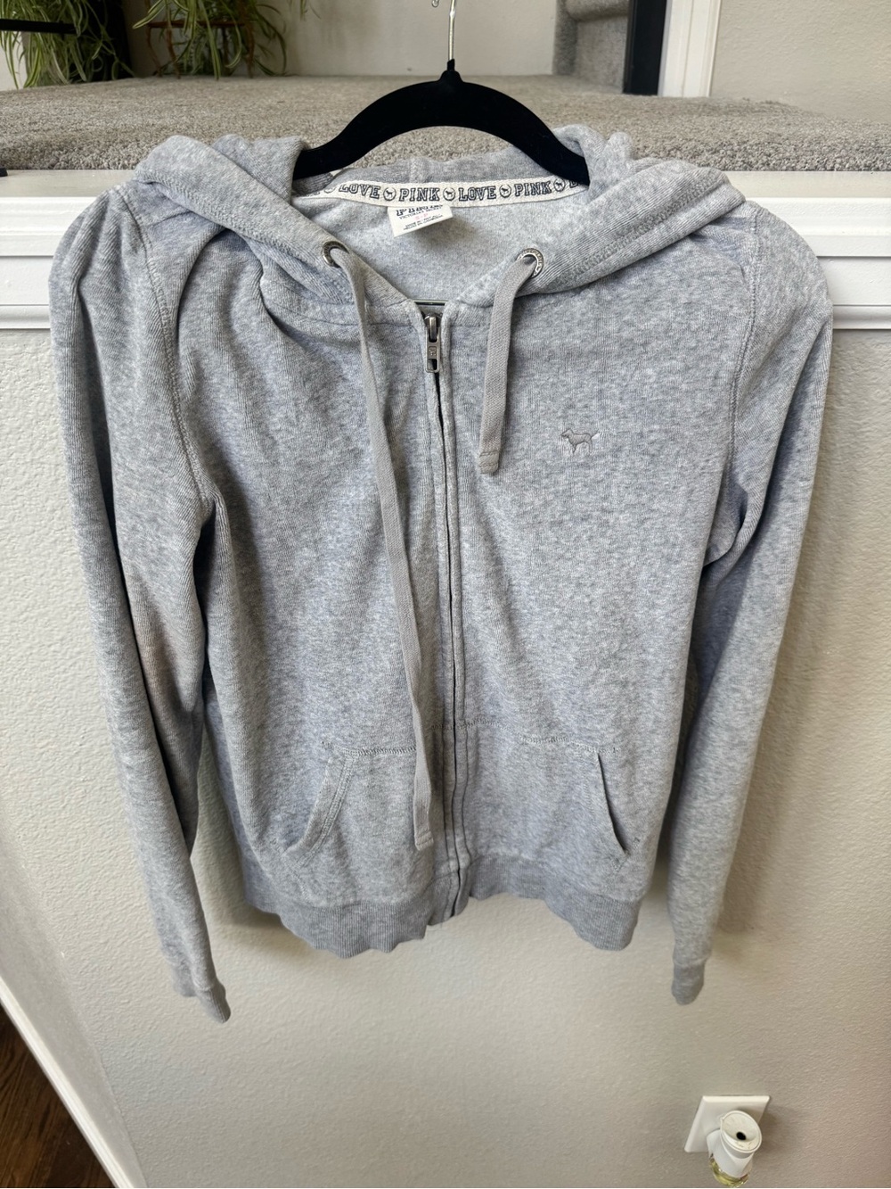 PINK Victoria's Secret Light Gray Zip-Up Hoodie